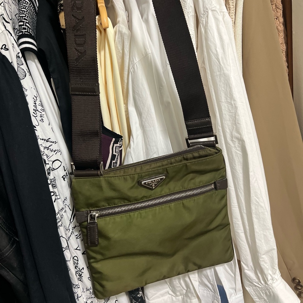 AUTHENTIC PRADA Olive Green Crossbody Bag